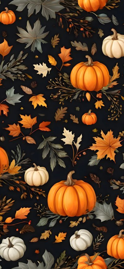 Autumn Leaf Design, Cozy Fall Home Decor Inspiration, Fall Pumpkin Wallpaper, Pumpkin And Leaf Autumn Pattern, Thanksgiving Decoration Ideas, Autumn Apple Watch Wallpaper, Black Autumn Wallpaper Iphone, Fall Digital Wallpaper, Fall Foilage Wallpaper Halloween Thanksgiving Autumn Leaf Design, Cozy Fall Home Decor Inspiration, Fall Pumpkin, black