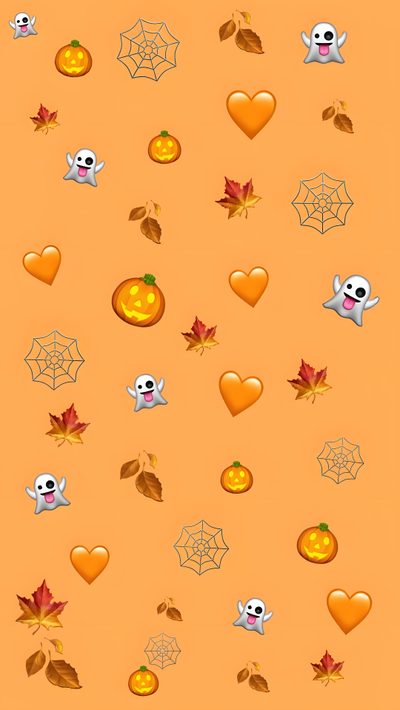 halloween wallpaper with pumpkins and ghost faces Halloween Emoji Halloween Emoji, Fall Emoji, Halloween Emoji Iphone, Fall Emojis Iphone, sandy brown