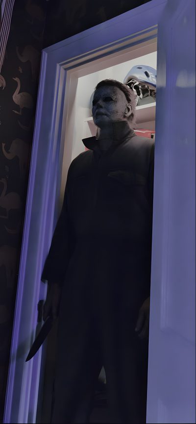a creepy looking man standing in front of a mirror Halloween 2018 Michael Halloween, Michael Myers 4k, Michael Myers Iphone, dark slate gray