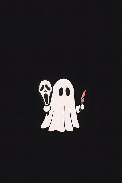 a cartoon ghost holding a lighter in it's hand Cute Scream Halloween Halloween Images Aesthetic, Cute Spooky Halloween, Scream Ghost, Spooky Ghost, black