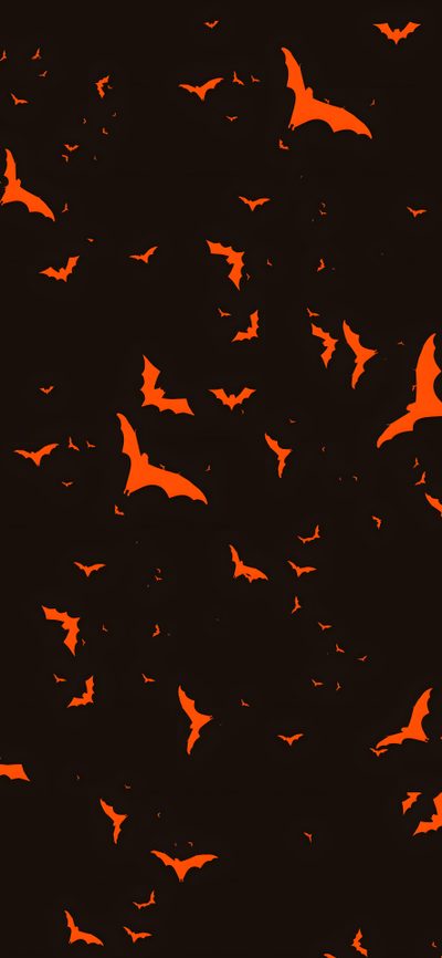many bats flying in the night sky with orange glow on their wings and black background Halloween Bats Flying Eevee, Spooky Background, Iphone Background Quote, Halloween Iphone Backgrounds, black