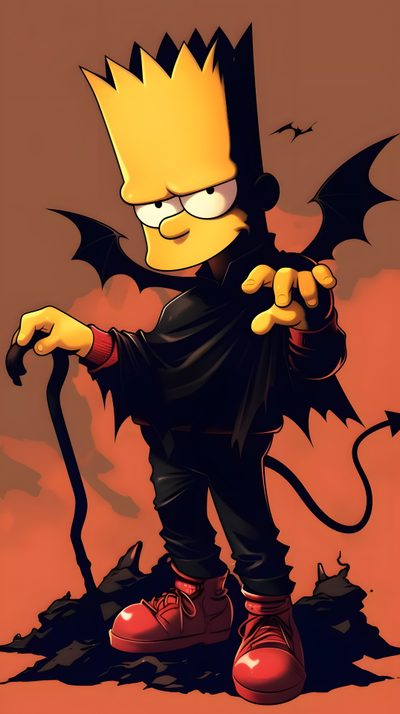 the simpsons character is dressed in black and holding a cane with his hands while standing on top of a pile of leaves Bart Simpson Halloween Bart Simpson Bart Simpson The Simpsons, Of Bart Simpson, Cartoon Simpsons, sienna