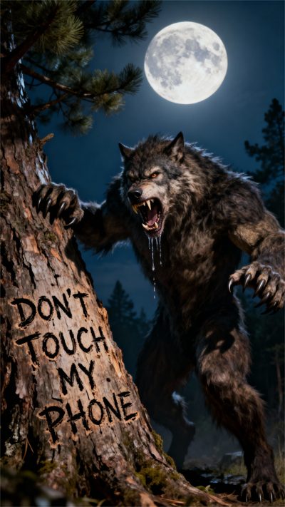 a big furry bear standing next to a tree with the moon in the sky behind it Halloween Werewolf Alpha Wolf Phone, Werewolf Meme, Werewolf Animal, Beautiful Werewolf, dark slate gray