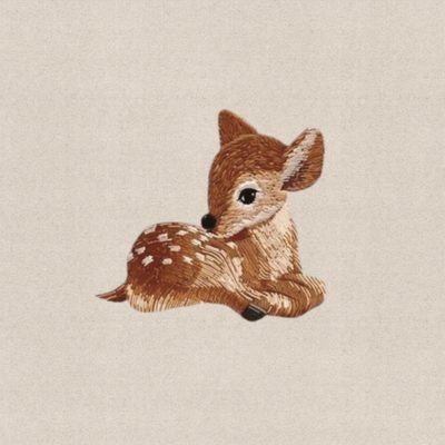 an embroidered image of a baby deer laying down Retro Halloween Ivory Winter Widgets Aesthetic January, Widget Aesthetic Pictures, Autumn Ipad Widgets, light gray