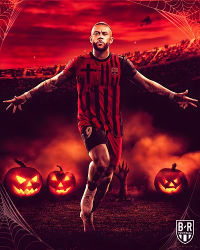 a soccer player with his arms out in front of pumpkins and an orange sky Football Halloween Psg Sports Graphic Design, Neymar, Design Inspo, Graphic Design, Football, Sports, maroon