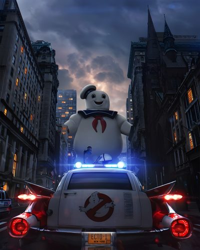 a large white teddy bear sitting on the back of a car in a city at night Ghostbusters Halloween Iphone Ghostbusters Iphone, Marshmallow Man, Ghostbusters Android, dark slate gray