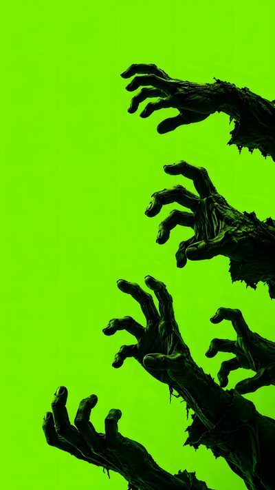 an image of some creepy hands coming out of the ground on a green screen background Halloween Green Scary Design, Neon Green, Zombies Run, Zombie Art, Zombie Hand,