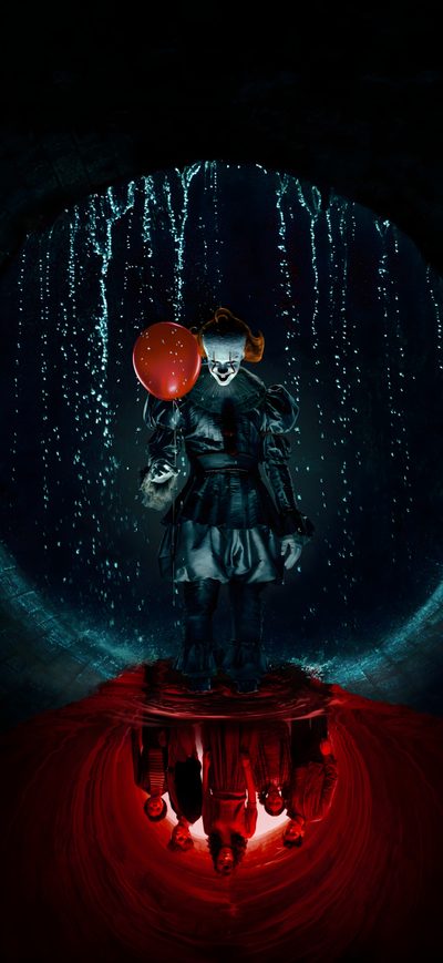 a creepy clown standing in front of a red light Halloween Scary Pennywise Pennywise Poster, Bill Skarsgard Pennywise, Laptop, Clown Horror, black