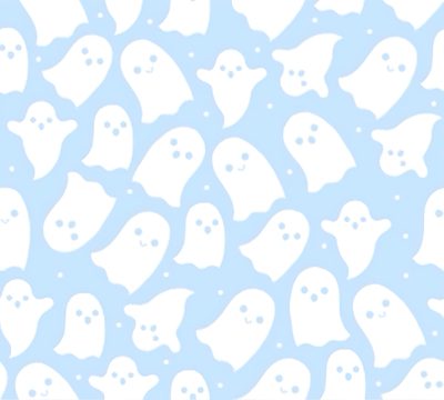 a blue and white background with lots of ghost like figures on it's sides Pastel Blue Halloween Light Purple Halloween Background, Cute Backgrounds Tumblr, Purple Background Ghost Design,