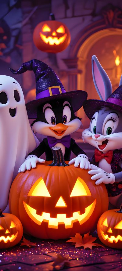 two rabbits dressed as witches and one bunny in a jack - o - lantern costume Halloween Animaniacs Globe, Scooby Doo Pictures, Good Night Beautiful, Creepy Decor, October Halloween, brown