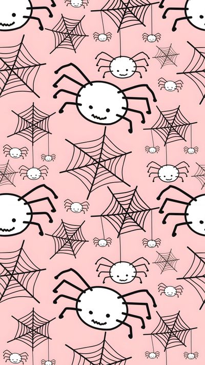 a pink background with black and white spider webs Halloween Plaid Pink Custom Pink Halloween, Original Iphone, Halloween Backgrounds, I, Aesthetic Iphone,