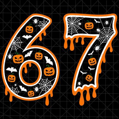 the number six is decorated with pumpkins and bats 67 Halloween Class Christmas Gifts, Funny Numbers, Gen Alpha, Iphone Neon, Halloween Designs, black