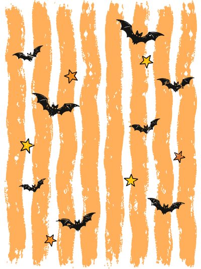 bats and stars on an orange striped background Halloween Loving Llamas - Grey Stripes Halloween Backgrounds, Halloween, Halloween Digital, sandy brown
