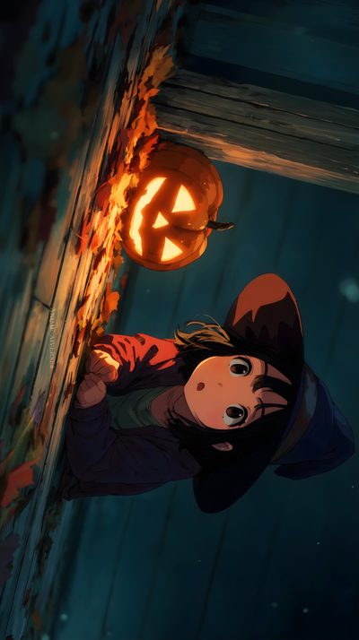 a girl with a pumpkin in her hand Halloween Anime 4k Visual Poetry, October 31st, Viral Post, Happy Halloween, Anime, Anime Art, black