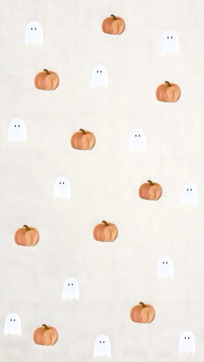 a white background with orange pumpkins and ghost faces Halloween White Background Neutral Halloween, Halloween Neutral, White Fall, White Halloween, gainsboro