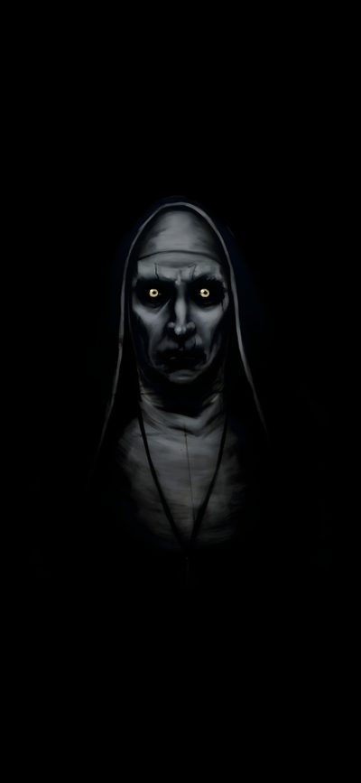 a man in the dark with his face painted black and glowing yellow, wearing a nun costume Lock Screen Iphone Scary Halloween Horror Scary Hd, Horror Ghost Images, Horror Hd, Zombie, black
