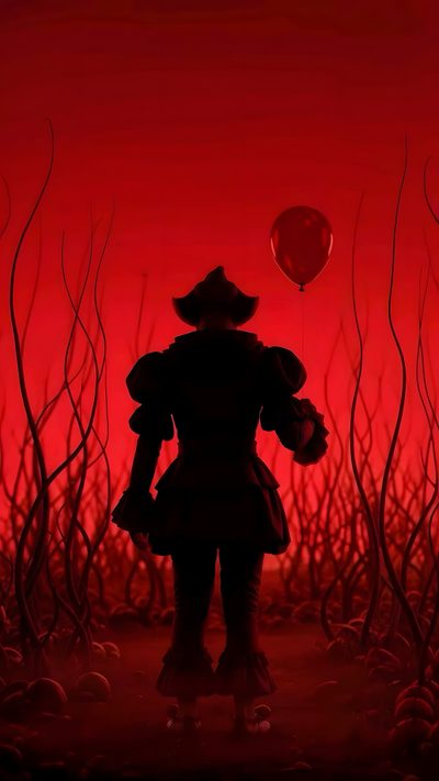 the silhouette of a person holding a balloon in front of a red sky at night Halloween Scary Pennywise Katon, It Movie Photos, It Horror, Pennywise Red, Horror Film Art, It Iphone, maroon