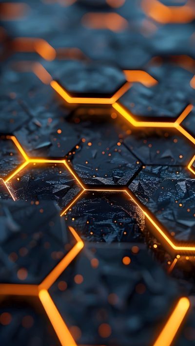 an image of some sort of hexagonal object that is glowing up in the dark Halloween Hexagon Honeycomb Pattern Art, Poco X6 Pro, Honeycomb Background 4k, dark slate gray