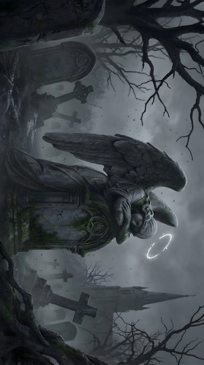 an image of a demon with wings in the sky Gothic Halloween All Gray Grey By Angel Cemetery Hd, Graveyard Hd, Gothic Hd,
