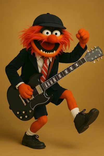the muppet is playing an electric guitar Muppets Halloween Muppet Animal, Rocker Muppet, Angry Eagle Muppet, Muppets Rock Band, Animal Muppets, sienna