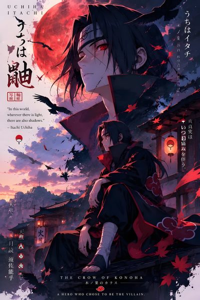 an anime poster with two people sitting in front of a full moon and the sky Itachi Uchiha Halloween Itachi Akatsuki, Itachi Iphone, Itachi Uchiha 4k, Naruto Itachi, dark slate gray