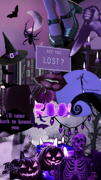 a collage of halloween images with the words are you lost? written on them Purple Edgy Aesthetic Halloween Halloween Purple Aesthetic, Purple Aesthetic Halloween, Purple Halloween Aesthetic, dark slate blue