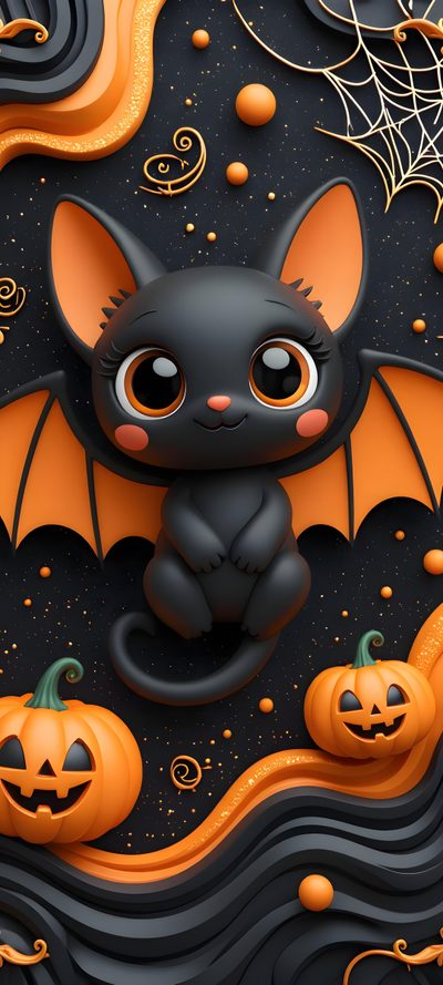 a black cat sitting on top of a table next to pumpkins and spider web Hello Halloween Cute Halloween Screen Savers, Cute Halloween Backgrounds, Cute Halloween Iphone, dark slate gray