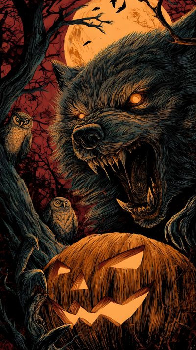 an image of a scary wolf with pumpkins Halloween Werewolf Halloween Iphone Scary, Hd Halloween Iphone, Halloween Horror Iphone, black