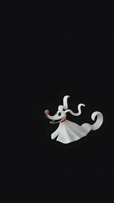 a white ghost flying through the air on a black background Zero Halloween Zero From Nightmare Before Christmas, Jack And Zero, Zero Nightmare Before Christmas, black