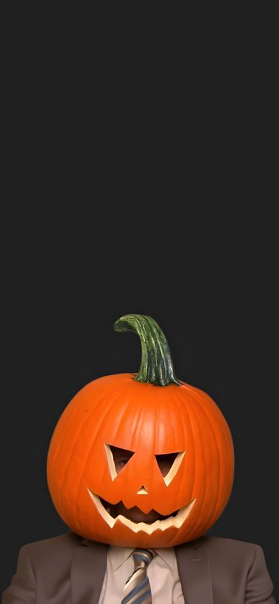 a pumpkin sitting on top of a man's head in a suit and tie Dwight Halloween The Office Dwight, The Office Characters, The Office Show, Halloween Backgrounds, black