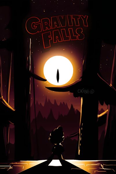 a movie poster for gravity falls with an image of a person sitting in the dark Gravity Falls Halloween Bill Cipher Phone, Gravity Falls Guy, Movie Poster, black