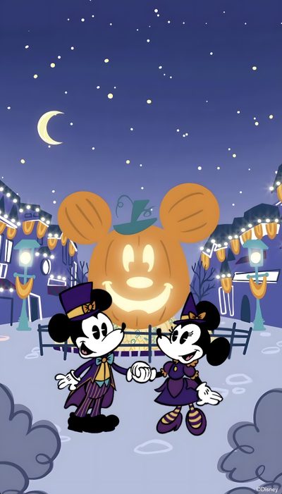 mickey and minnie mouse in the snow at night Disney World Halloween Mickey Mouse Halloween, Disney Halloween Phone, Disney Halloween Lockscreen, slate gray