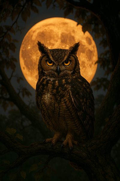 an owl sitting on a tree branch in front of a full moon with its eyes wide open Halloween Owl Hd Owl With Moon Background, Devil Owl, Pictures Of Owls, Crow And Owl, Owl Image, black
