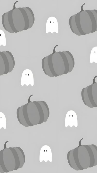a group of pumpkins with ghost heads on them, all in grey and white Halloween Loving Llamas - Grey Stripes Ghost, Phone, silver