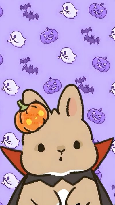 a cartoon bunny with a pumpkin on its head and some skulls around it's neck Halloween Bunny Bunny, Halloween Bunny, Cute Bunny, Halloween Rabbit, Cartoon Jokes, Halloween, thistle