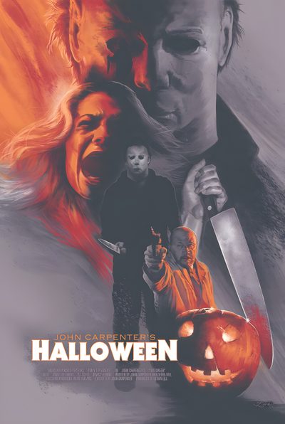 a movie poster for halloween with two people and a jack - o'- lantern Halloween 1978 Michael Myers Halloween 1978 Sam Halloween Movie, Halloween 3 Fan Art, Sam The Halloween Movie, dim gray