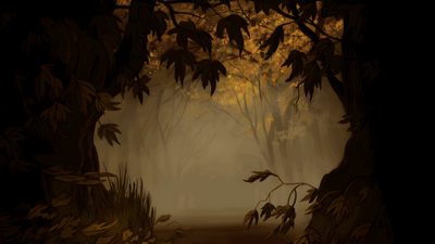 a dark forest filled with lots of trees Halloween Over The Garden Wall Over The Garden Wall Forest, Over The Garden Wall Laptop Background, Autumn Forest Game Background, black