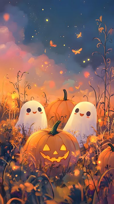 two pumpkins with ghost faces in the grass Halloween 2025 Free Halloween, Spooky Background, Autumn Phone, Pumpkin, Image Halloween, dim gray