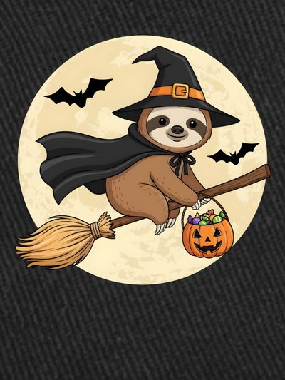 a slotty in a witches hat is flying on a broom and holding a pumpkin Halloween Sloth Halloween Buckets, Halloween 2, Papa Bear, Witch Costume, Italy Flag, Retro 2, dark slate gray