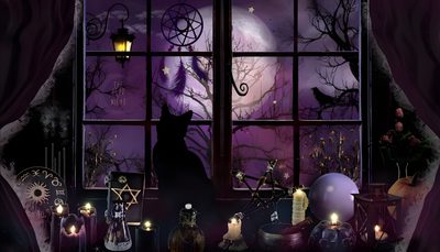 Full Moon Spooky Scene, Wiccan Wallpaper, Nighttime Dollhouse Scene, Goth Aesthetic Wallpaper, Alice In Wonderland Cat Scene, Facebook Background, Thomas Kinkade Music Box With Lights, Cat Noises, Witch Wallpaper Purple Halloween Laptop Full Moon Spooky Scene, Wiccan, Nighttime Dollhouse Scene, Goth Aesthetic, black
