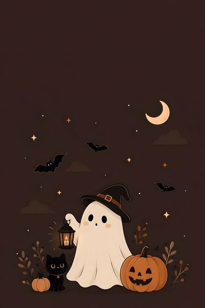 a couple of cats sitting next to each other in front of a halloween pumpkin and ghost Halloween Apple Watch Halloween Neon Aesthetic, Pumpkin, Minimalist Halloween, Night Sky, Scary Clowns, black