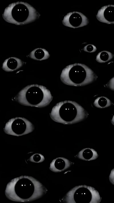 an image of many eyes in the dark Halloween Eye Scary Backgrounds, Creepy Backgrounds, Art Facile Gribouillage, Scary Eyes, Creepy Eyes, black