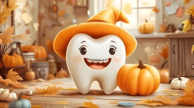 ↑↑↑ Larger size on website 🔸 Here's a description of the image:  A charming illustration depicts a cartoon tooth wearing an orang Dental Braces, Cute Tooth, Autumn Illustration, Warm Autumn, Braces, Bright Orange, Vibrant Orange, Autumn Leaves, Cartoon Styles Dental Halloween Desktop Dental Braces, Cute Tooth, Autumn Illustration, Warm Autumn, Braces, peru