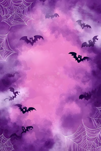 halloween background with bats and cobwes on the web illustration royalty free stock images Pink And Purple Halloween Spooky Background, Halloween Hocus Pocus, Halloween Flyer, medium orchid