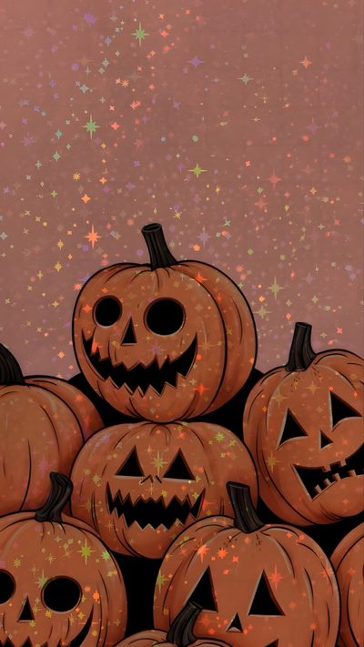 a pile of pumpkins sitting on top of each other Halloween Glitter Iphone Spooky Fall Iphone, Screen Fall, Iphone Halloween Aesthetic, Soft Halloween, sienna