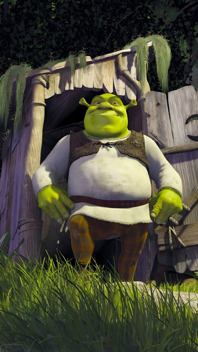 an animated character standing next to a wooden structure in the middle of some tall grass Halloween Shrek Shrek Core, Shrek Swamp, Animation Dreamworks, Shrek Character, Jay Baruchel, dark slate gray