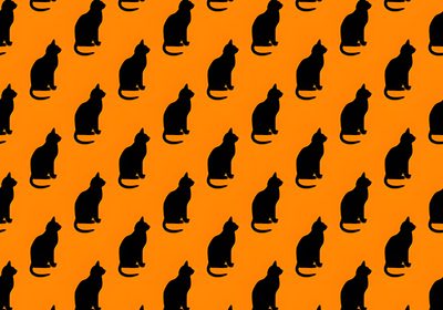 black cat silhouettes on an orange background Halloween Cat Stripes Halloween Cat Background Images, Halloween Black Cat Background, Halloween Cat Background, dark orange