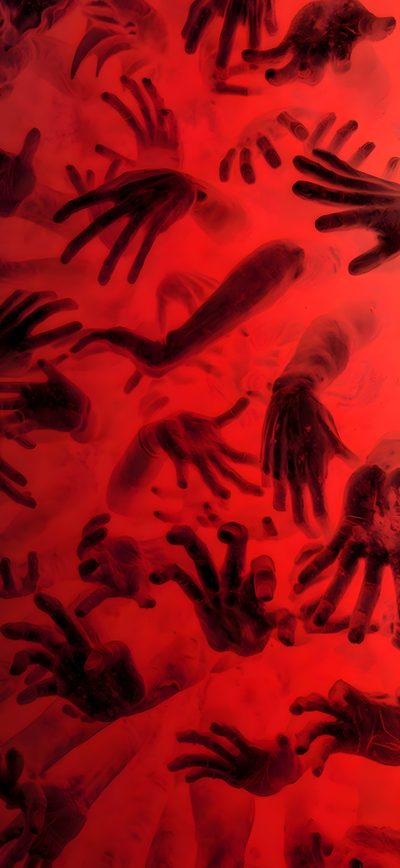 an image of many handprints on the ground with red light in the background Halloween Blood Dark Edgy Art, Horrorcore Aesthetic, Black And Red Horror Background, Red Horror 4k,