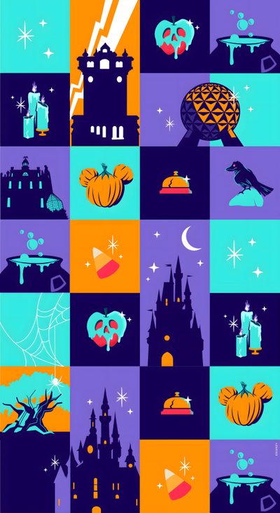 an image of the wizard's castle in different colors Walt Disney World Halloween Disney Parks, Disney Spooky Background, Disney Halloween Apple Watch, dark slate gray