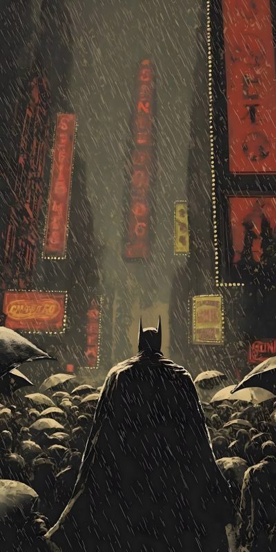 the dark knight rises in batman's new york city at night, as it rains Batman Halloween Iphone Batman Iphone, All The Batmans, Batman Iphone Comics, Batman Rain, dark slate gray